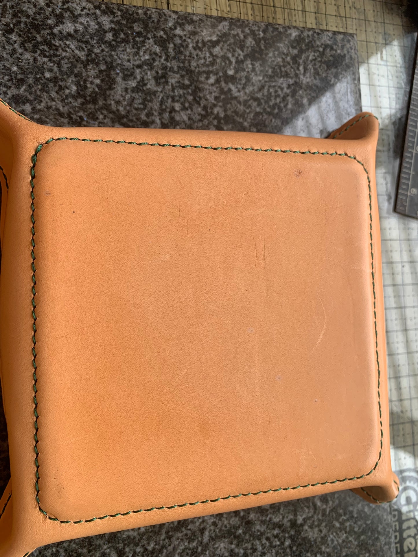 Handmade leather valet tray